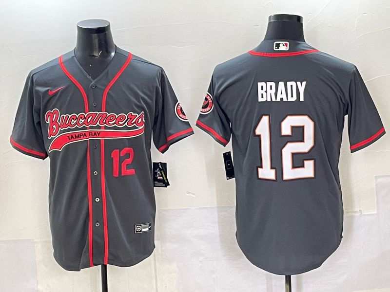 Men 2025 Tampa Bay Buccaneers 12 Brady Grey Joint Name Nike Limited NFL Jersey style 03